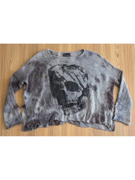 Wooden Ships Sweaters - Wooden Ships Mohair Blend Skull Sweater Wmns S/M Gray Thrash Grunge 90s Y2K Boxy